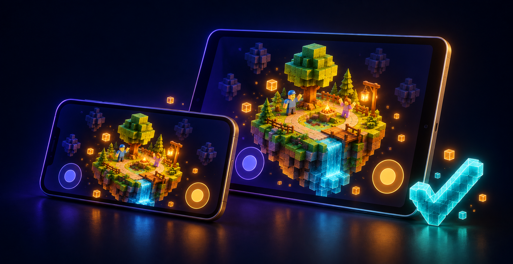 Illustration: Illustration of the same game running on phone and tablet